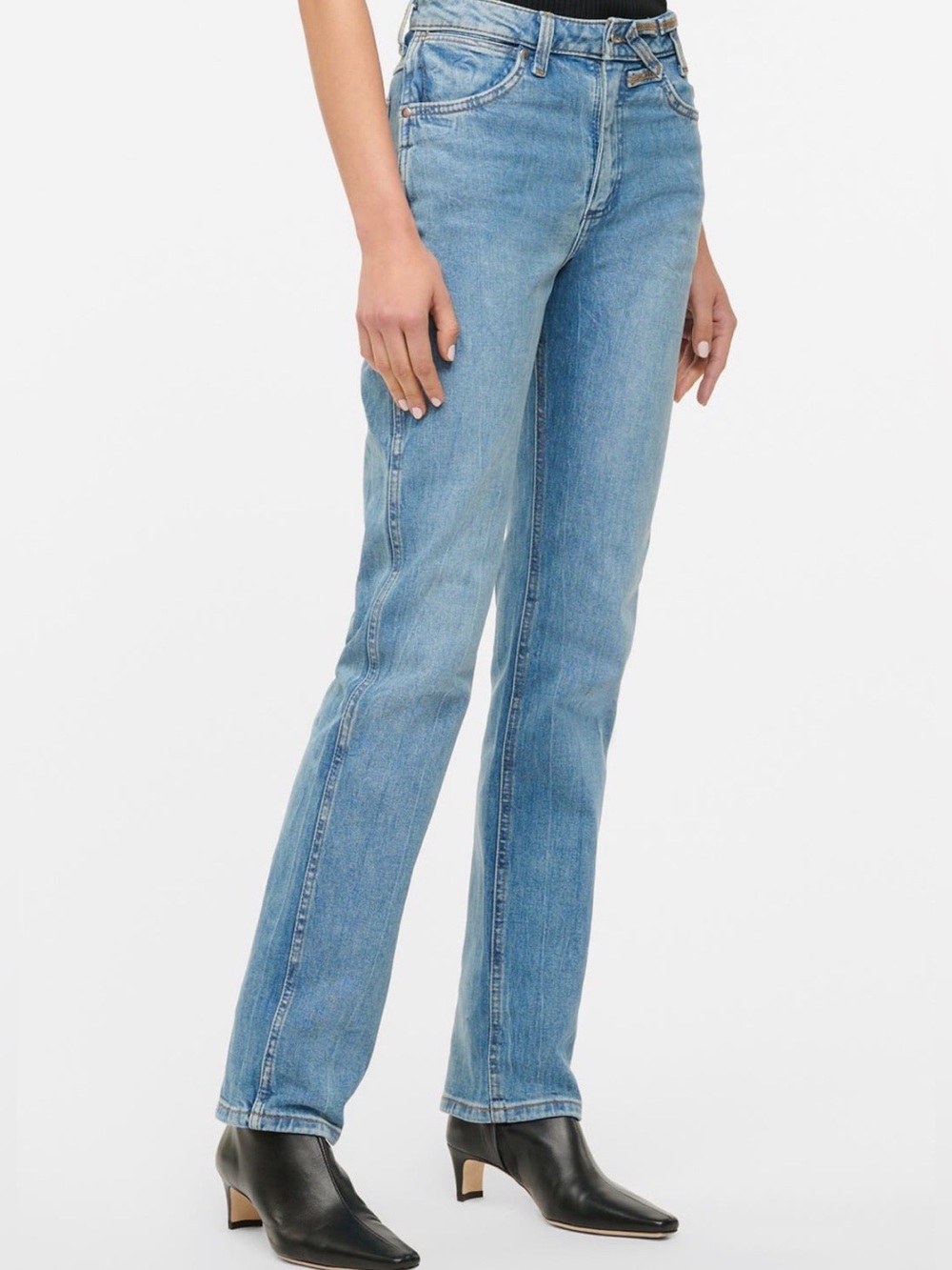 STAUD+Wrangler Blue High-Rise Skinny Jeans